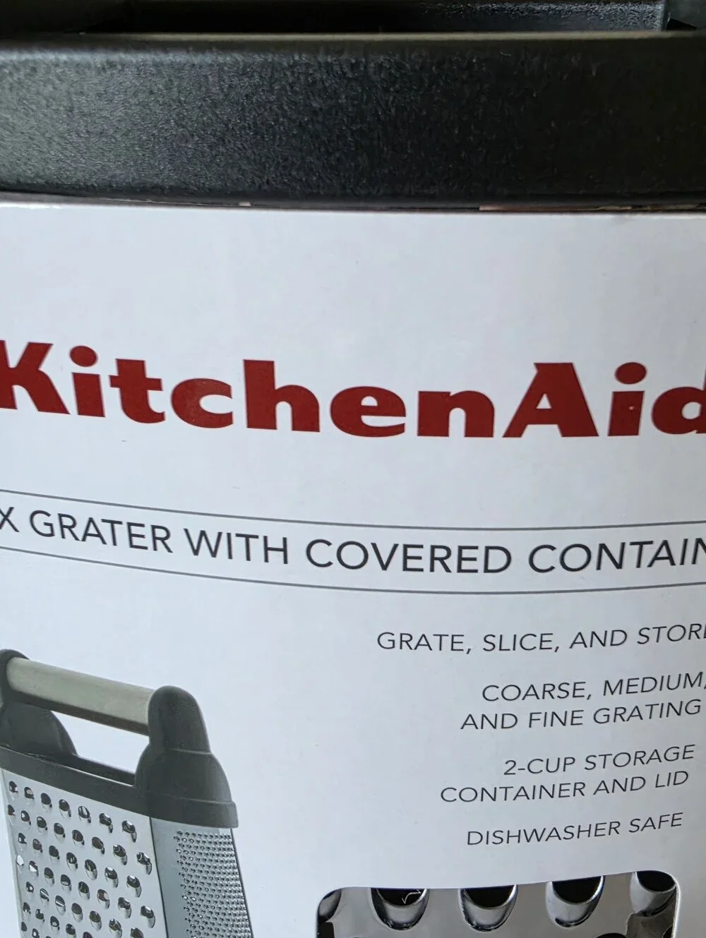 KitchenAid Black Large Box Grater with Covered Storage Container NWT